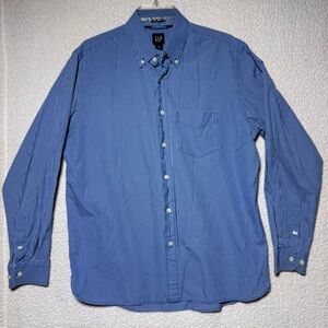 GAP Men's Blue Gingham Button-Down Shirt
